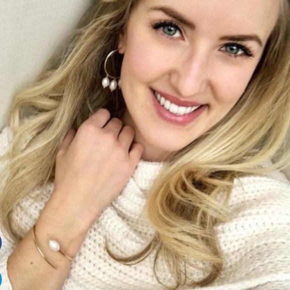 Stella & Dot x Rebecca Minkof Natriella Pearl Drop+Gold Hoop Earrings - Picture 5 of 10